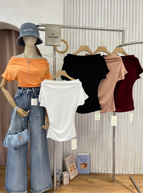 Wide Neck Fitted Top